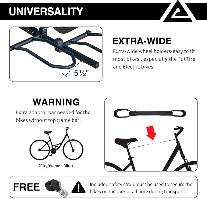 Leader Accessories 2-Bike Platform Style Hitch Mount Bike Rack, Tray Style Bicycle Carrier Racks Foldable Rack for Cars, Trucks, SUV and Minivans with 2" Hitch Receiver - Quick Hitch Pins Design