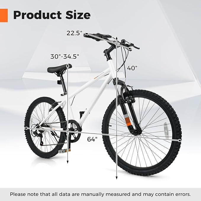 Goplus Mountain Bike, 20/24 Inch Kids Bicycle w/ 6-Speed Drivetrain, Suspension Fork, Dual Brakes, Adjustable Seat, Outdoor Cycling Children City Bike for Boys Girls