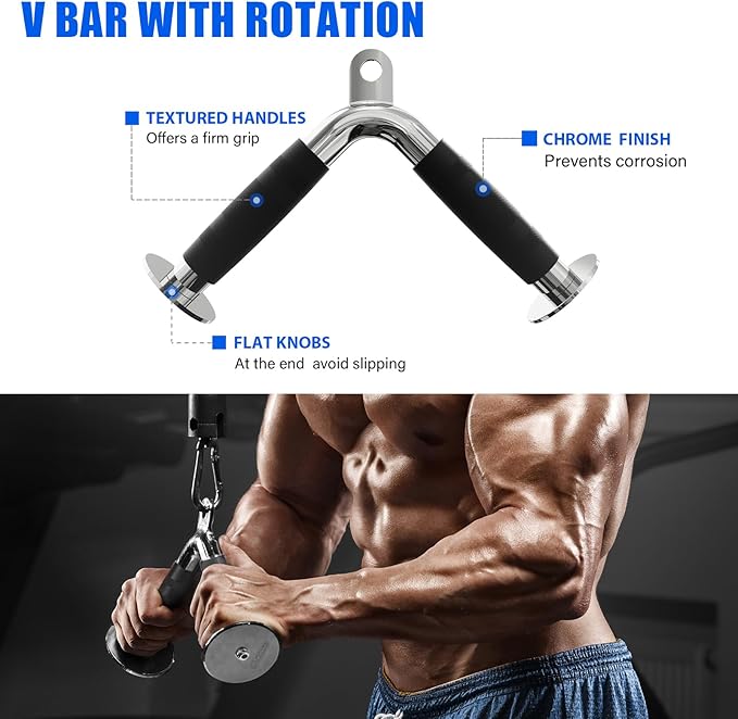 POWER GUIDANCE Cable Machine Attachment, LAT Pulldown Attachments, Cable Attachments for Gym, Home Gym Accessories