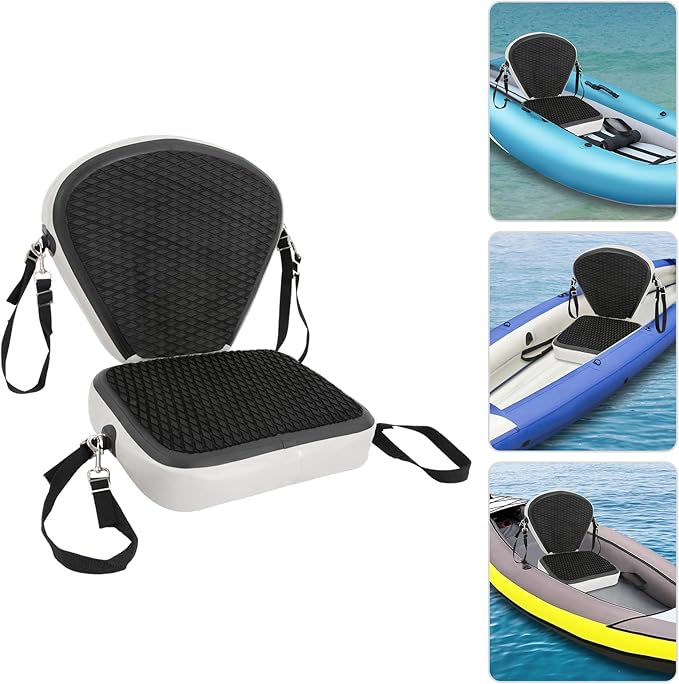 LYNICESHOP Kayak Seats Portable Thicken Seat Cushion for Kayak Padded Kayak Seat w/Back Support Adjustable Strap, for Kayak, Canoe, and Boat (Black)