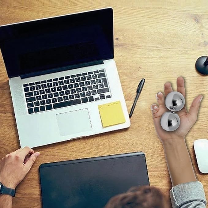 1.6 inch Stainless Steel Baoding Balls Set, Chinese Health Massage Balls for Hand Therapy, Exercise, and Stress Relief, No Chime Handball