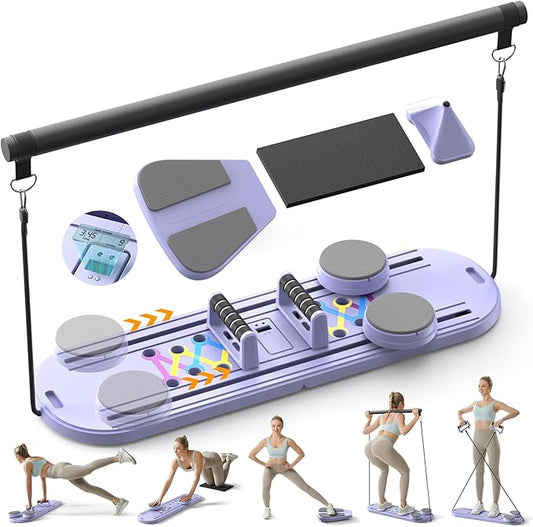 Pilates Board,Multifunctional Rebound Abdominal Board,Foldable Pilates Reformer Set, Ab Core Trainer Machine,Ab Exercise Board,Abs Workout Equipment for Women Home Gym Equipment