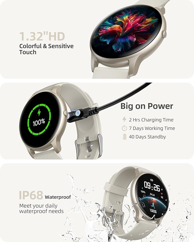 Parsonver Smart Watch(Answer/Make Calls), Smartwatch for Women Men, 100+ Sport Modes/Heart Rate/Blood Oxygen/Sleep Tracker, Pedometer, IP68 Waterproof Fitness Tracker for Android iPhone, Starry Silver
