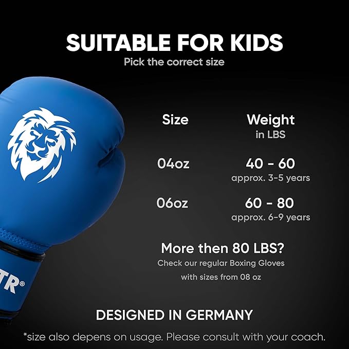 FIGHTR® Kids Boxing Gloves and More Stability | Junior Boys and Girls | Boxing, MMA, Muay Thai, Kickboxing & Martial Arts 04 06 oz | incl. Carry Bag
