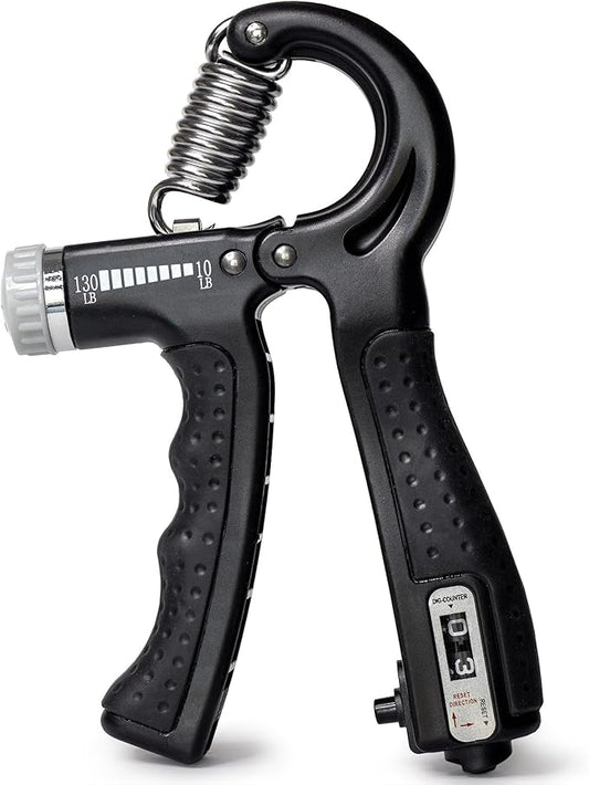 DMI Compact Hand Exercise Grip Strengtheners with Adjustable Weight Resistance from 10-130lbs, Grip Tracker keeps Track of Number of Squeezes, FSA & HSA Eligible, Set of 2