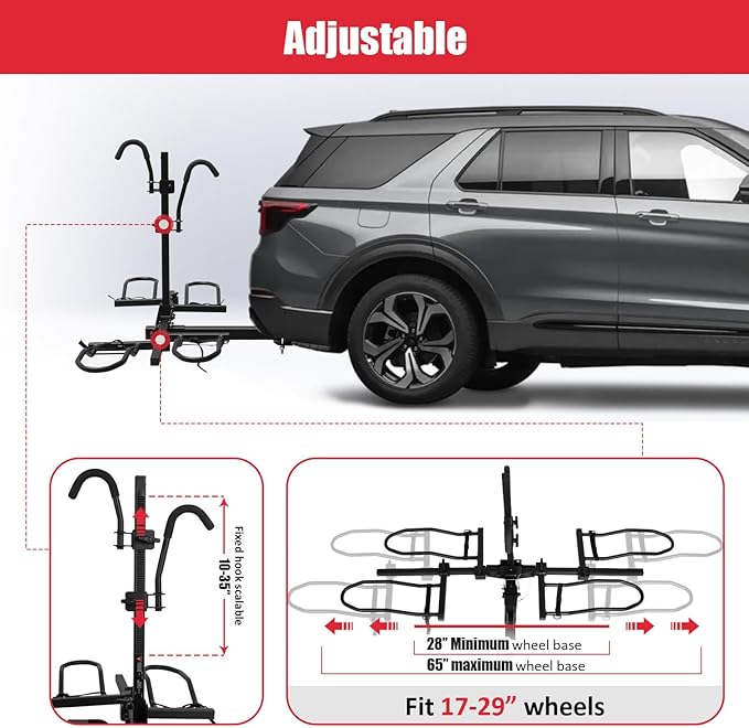 FORWODE Bike Rack Hitch Mount Platform Bike Rack, 2-Bike 200 lbs Capacity, Wobble-Free, Fits Up to 5" Fat Tires, 2" Receiver, E-Bikes & MTB (HBS22G)