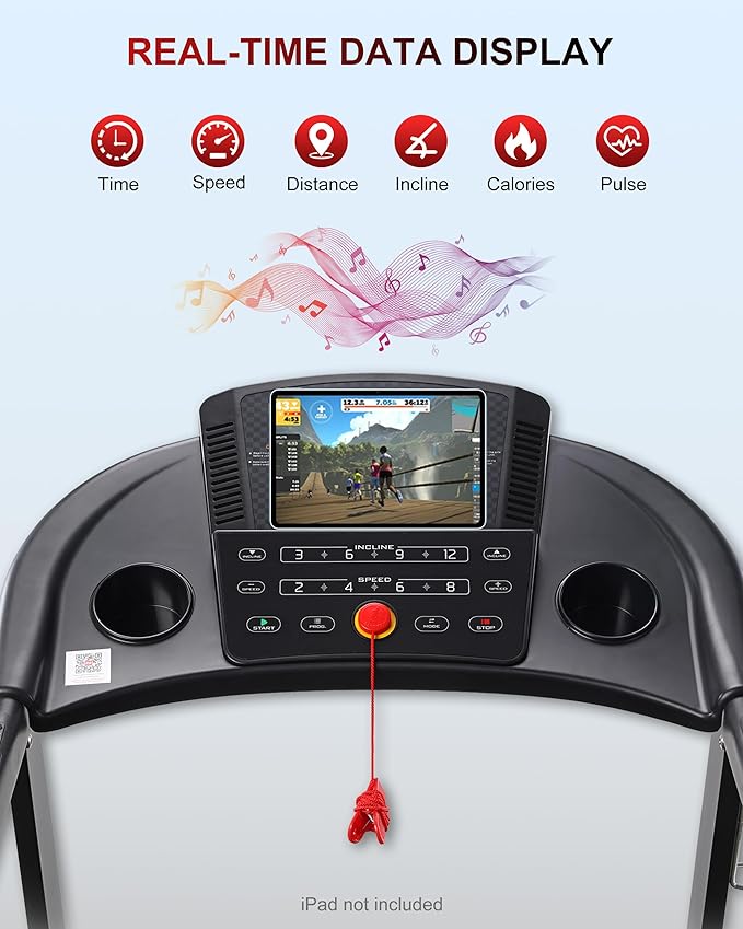 ECHANFIT Treadmill with 15% Auto Incline, Folding Treadmill for Home, 0.6-10 MPH, 350 LB Capacity, 18.11" Wide Running Belt, 3.5 HP, Shock Absorption, Bluetooth Speaker & App