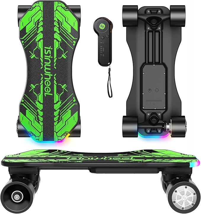 isinwheel V4/V6/V6pro/V8/V10 Electric Skateboard with Remote, 250W/450W/500W/1200W/3000W Brushless Motor, 9Mph/12Mph/30 Mph /32Mph Top Speed, Electric Longboard for Adults ＆Teens
