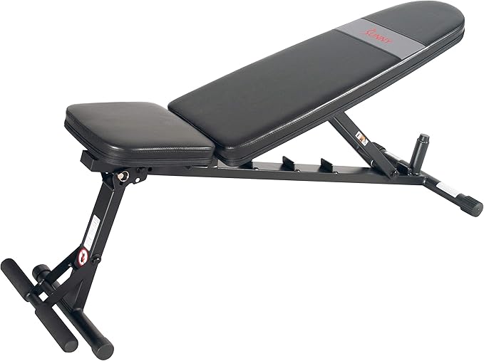 Sunny Health & Fitness Compact Premium Incline Bench Press Bar Rack Set & Optional Leg Extension Developer, Preacher Curl for Solid Strength Training Home Gym