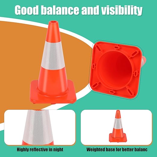 (8 Cones) BESEA 12" inch Traffic Cones Soccer Training Cones Sport Cones Road Parking Cone with 4" Highly Reflective Collar(8 Cones)