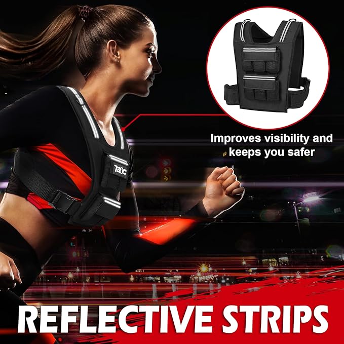 Adjustable Weighted Vest Men 19lbs/ 30lbs/ 40lbs Weights with Reflective Stripe, Weight Vest Woman Workout Vest for Strength Training,Running & Walking