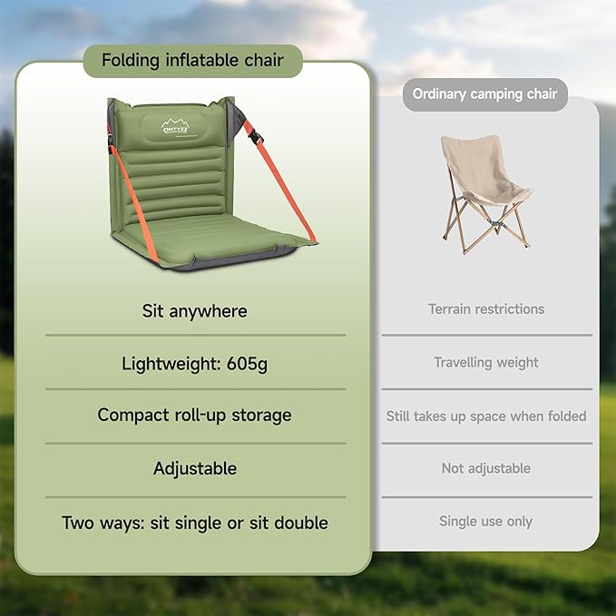 ONTYZZ Stadium Seats with Back Support Inflatable Portable Folding Comfort Seat Waterproof Cushion with Backrest for Sports Events Stadium and Camping