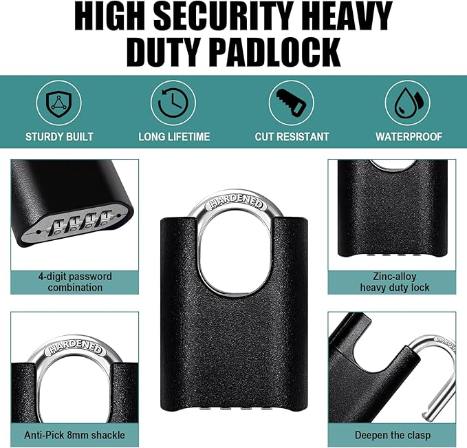 Heavy Duty Combination Lock with Chain,47 inch Long,8mm Thick ，Safety Chain Locks with Code,Padlock with Chain for Motorcycles, Bicycle, Door, Gate, Fence,Warehouses, Garage(Lock and Chain)