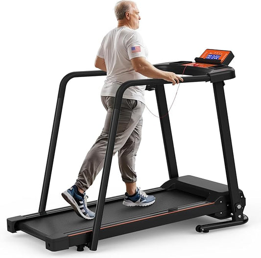 FYC Walking Treadmills for Home, Extended Handrails for Recovery Fitness, Portable Foldable Treadmill for Seniors with Optional APP Control, 300 LBS Capacity