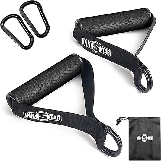 INNSTAR Cable Handles Gym Equipment, Resistance Band Handles with Solid ABS Core Grips, D Handle Cable Attachment, Heavy Duty Exercise Handles, Cable Machine Handles