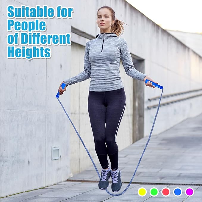 Honoson 50 Pcs Rainbow Jump Rope Bulk Gift for Kids 7.8ft Nylon Stripe Ropes with Handle Adjustable Colorful Party Favor Christmas Item Gift Outdoor Exercise Fitness (Multicolor)