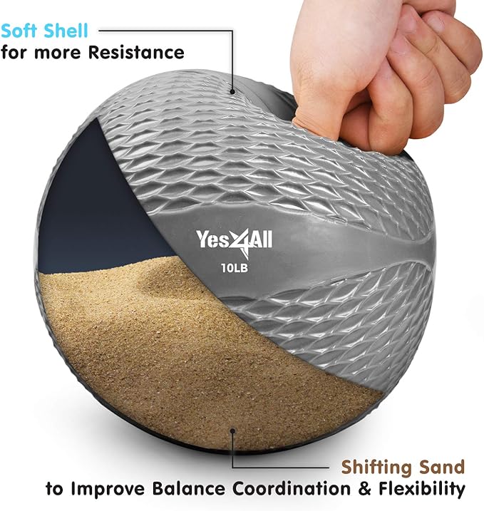 Yes4All Weighted Toning Balls for Exercise, Soft Medicine Balls for Exercise, Pilates, Yoga, Balance, Flexibility, 2-10lbs