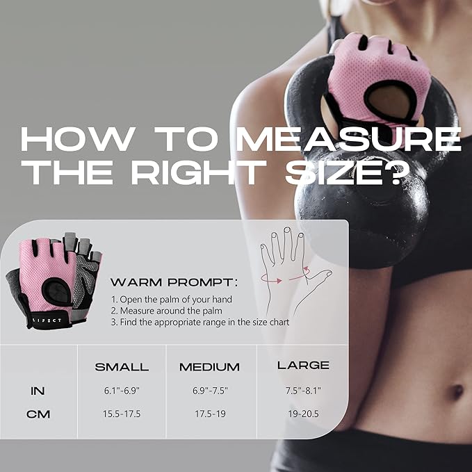 LIFECT Essential Breathable Workout Gloves, Weight Lifting Fingerless Gym Exercise Gloves with Curved Open Back, for Powerlifting, Women and Men