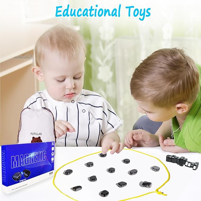 Magnetic Chess Game Set for Kids and Adults, 2024 New Fun Table Top Multiplayer Magnetic Chess Game with Stones, Tabletop Board Games Strategy Game Family Party Games