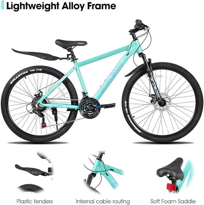 HILAND 26 27.5 Inch Mountain Bike, Mens and Womens Aluminum Frame MTB with 21 Speeds, Dis Brake, Hardtail Bicycle for Adults