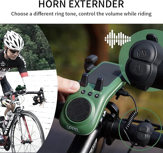 Multifunctional Bike Speaker & Phone Holder - Bicycle Headlight, Horn, Microphone & Power Bank (5000mAh), Ideal for Mountain & Road Cycling