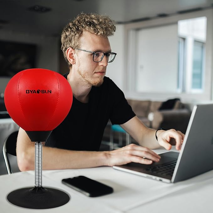 Desktop Punching Bag,Portable Strong Suction Cup Boxing Bag Speed Balls,for Home or Office Boxing Stress Relief Training,Fun Gift for Family or Boss or Coworker