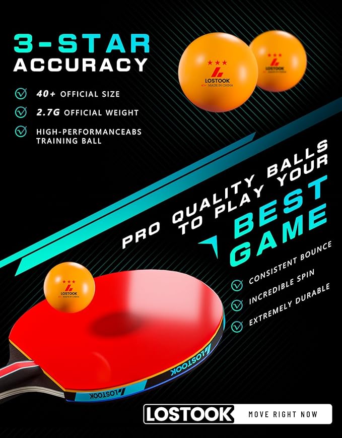 Professional Ping Pong Paddles Set of 2/4 with Table Tennis Rackets and 3 Star Balls, Portable Ping Pong Table Net with Clamps for Any Table, Home/Outdoor Games