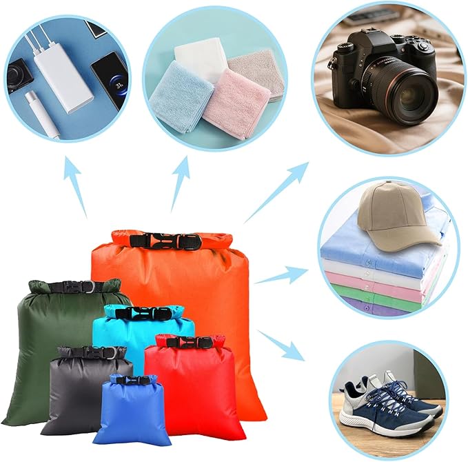 6PCS Dry Bags Waterproof, Lightweight Dry Bags for Kayaking Waterproof，Outdoor Waterproof Bag for Kayaking Hiking Boating Camping