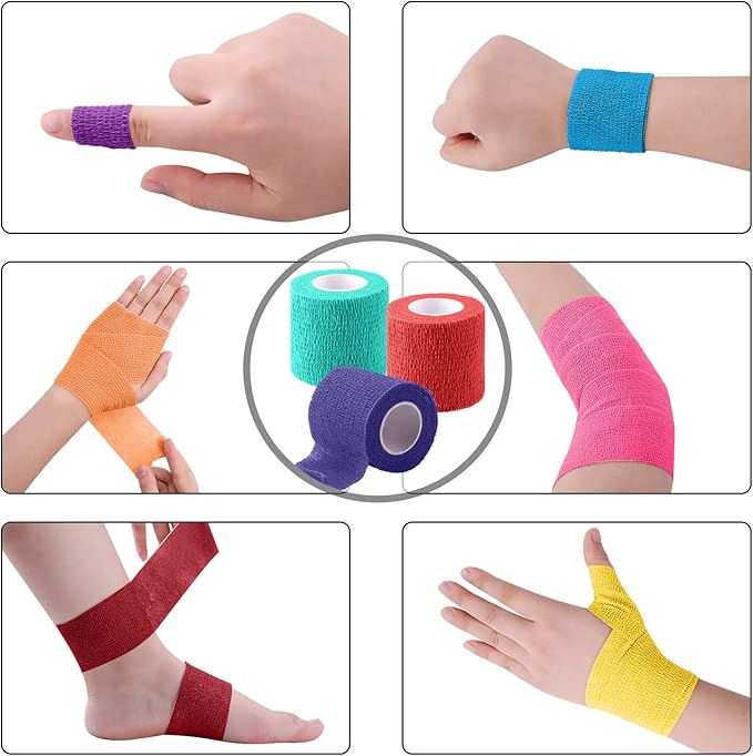 BQTQ 120 Rolls Self Adhesive Bandage 2 Inch Self Adherent Wrap Colored Tape Sticky Athletic Wrap for Sports Vet Wrist Ankle Sprains (Rich Color)