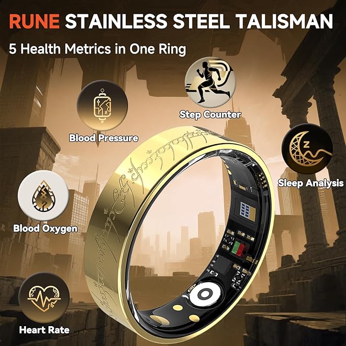 Ultra Smart Ring for Women Men,Health Fitness Tracker with Sleep/Blood Pressure/Oxygen Monitoring, Heart Rate & Activity Tracking,IP68 Waterproof, 5+Day Battery,No Subscription Fee 1-Silver 10