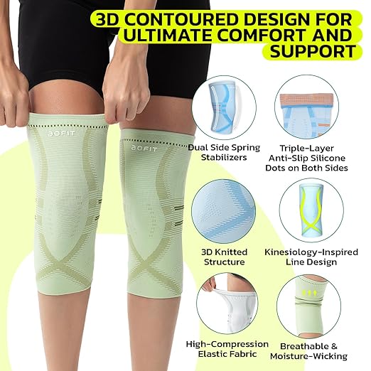 Compression Knee Brace for Women & Men, 2 Pack AOCELL Knee Sleeve Support for Knee Joint Pain Relief, ACL, Meniscus Tear, Arthritis - Breathable for Workout, Running, Gym, Sports, Fitness M