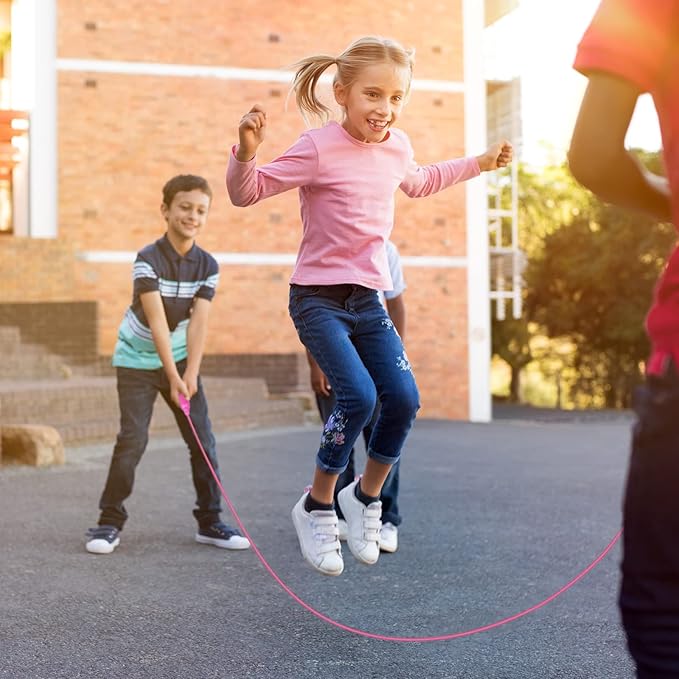 Elcoho 48 Packs Kids Jump Rope Set 7.3 Feet Adjustable Skipping Rope Colorful Kids Outdoor Jump Ropes for Kids Party Favors Outdoor Activity Birthday Reward Gift