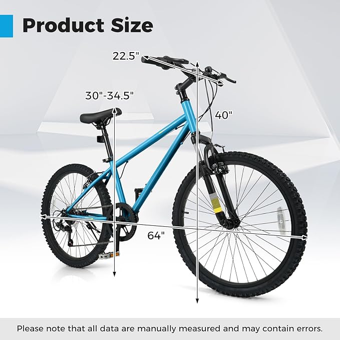 Goplus Mountain Bike, 20/24 Inch Kids Bicycle w/ 6-Speed Drivetrain, Suspension Fork, Dual Brakes, Adjustable Seat, Outdoor Cycling Children City Bike for Boys Girls