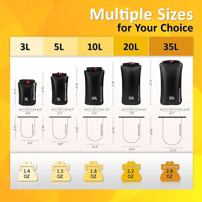 CORDURA Waterproof Dry Bag-Upgraded Tear-Resistant Roll Top Sack with Survival Whistle -Ultra-Light&Portable-Designed for High-Intensity Adventures-Keeps Gear Dry&Secure (5L/Black)