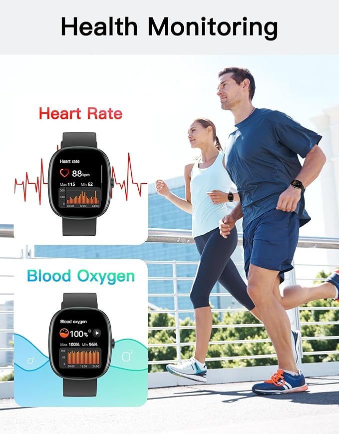 Fitness Tracker 2025 Ver. (Answer/Make Calls), 1.85" Smart Watch Fitness Watches for Women Men with 24/7 Heart Rate Blood Oxygen Monitor Sleep Tracker 100+ Sport Modes IP68 Waterproof (Black)