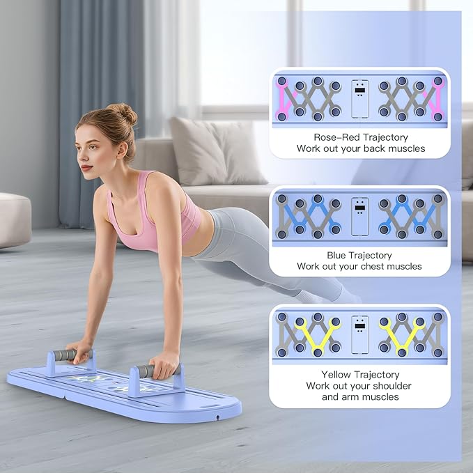 Pilates Board Pilates Reformer Set for Women, 7 in 1 Foldable Pilates Equipment with Timer, Portable Pilates Machine for Home Workout, Fitness, Exercise, Ab, Core