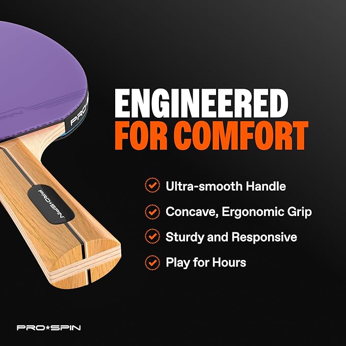 PRO SPIN Ping Pong Paddles - High-Performance Set with Premium Table Tennis Rackets, 3-Star Ping Pong Balls, Compact Storage Case | Professional Quality Ping Pong Paddle Set | Indoor & Outdoor Games