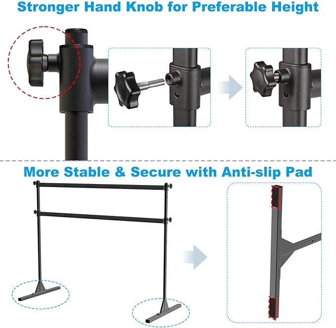 4FT/5FT/6FT Height Adjustable Freestanding Ballet Barre with Fabric Sleeve Portable Double Ballet Bar 350 lbs Capacity Heavy Duty Dance Barre for Home Workout, Stretch