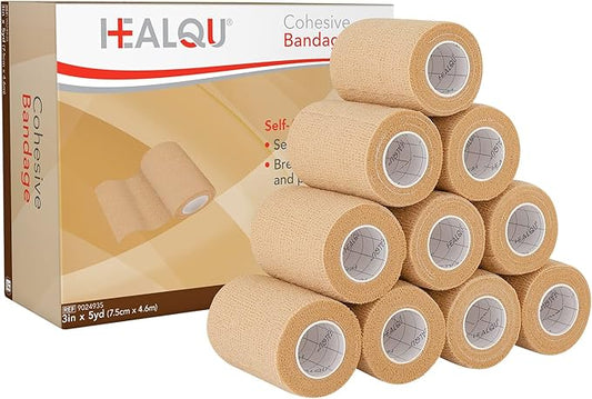 HEALQU Self Adhesive Bandage Wrap - 12 Rolls 2in x 5yd Cohesive Tape for Athletic and Sports - Self Adherent Medical Tape, Flexible, Elastic Bandages for Wrist & Ankle Vet Wrap for Dogs