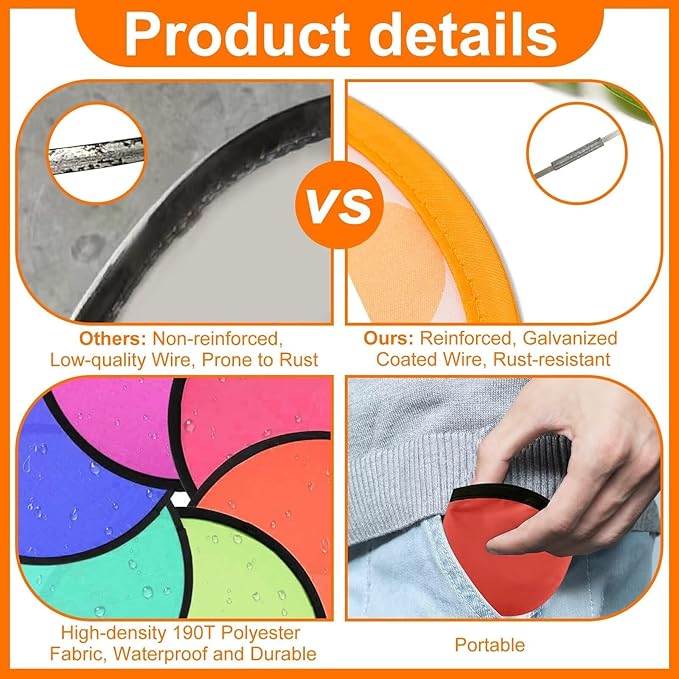 20PCS Foldable Flying Disc Fans with Bags, 9.8'' DIY Handheld Black Egde Fabric Folding Fan for Outdoor Game Activities Birthday Party Favors Gifts, Green