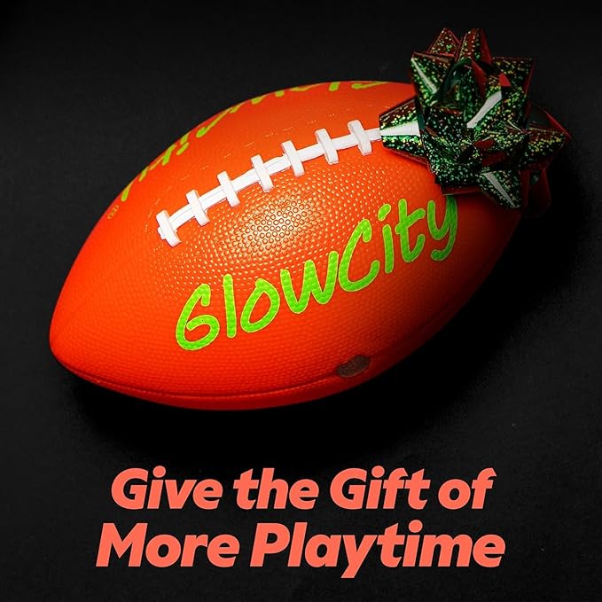 GlowCity Glow in The Dark Football - Size 3/6 Light Up Ball Gifts for Kids, Teens & Adults - Bright Football for Night Outdoor Games - Sports Birthday Gift Ideas for Boys Ages 6 7 8 9 10 11 12 13 14