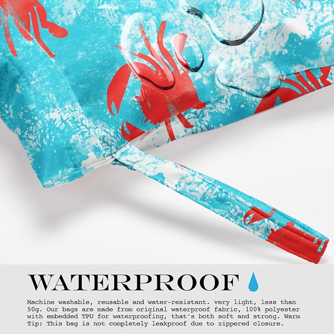 Wet Bag, Wet Dry Bag, Wet Bag for Swimsuit, Travel, Beach, Pool, Diapers, Dirty Yoga Gym Clothes, Makeup Bag, Waterproof Reusable Beach Bag Ocean Decor Starfish Sea Horse Anchor