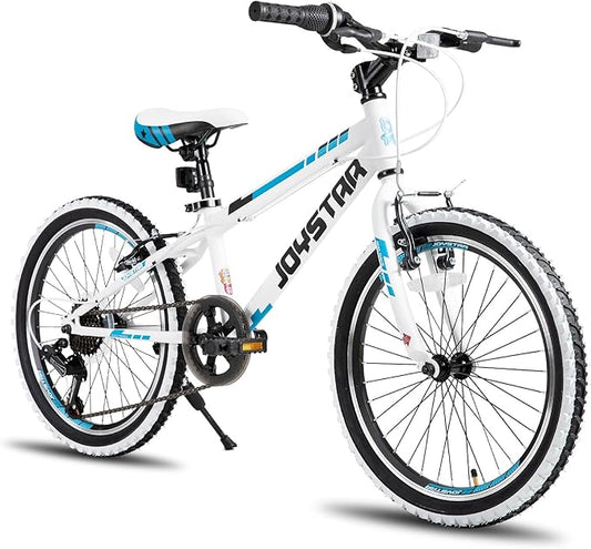 JOYSTAR Lubbock 20 24 Inch Kids Bike for Boys & Girls Ages 7-12 Years Hardtail Mountain Bike for Kids with 1-Speed/7-Speed Drivetrain, White Wall Knobby Tires, Kids' Bicycle