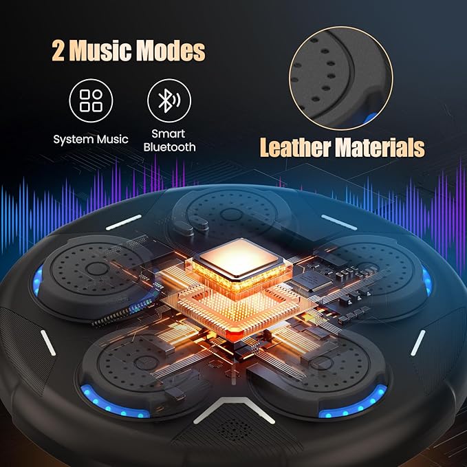 Music Boxing Machine with Gloves, Smart Bluetooth Wall Mounted Boxing Equipment for Family Workout, Home Gym, Office & Kids Exercise, Gifts for Smart Kids