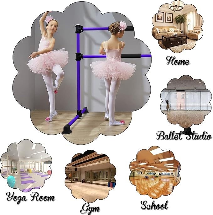 Wesky Double Ballet Barre Portable 4FT Adjustable Freestanding Ballet Barre Fitness Stretching Dancing Bar for Home Studio Adult and Kids