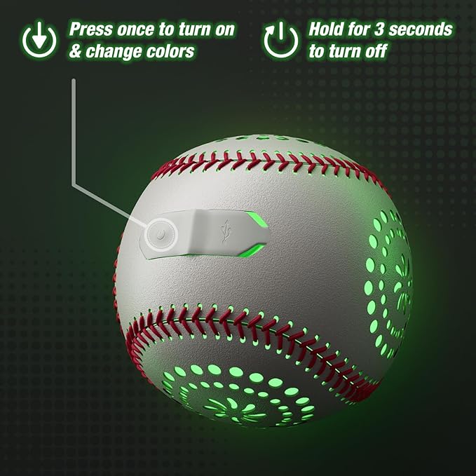 Light up Baseball with LED Rechargeable, 9 Lighting Modes Glow in The Dark Baseball, Official Size Leather Weighted Baseballs for Day Night Indoor Outdoor, Sport Toys Games Gifts for Boys 8-12