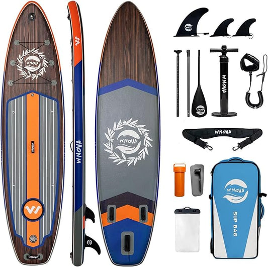 Extra Wide Inflatable Paddle Board, 11' x 34" x 6" Stand Up Paddle Board for Adults, SUP Accessories with Camera Mount, 2+1 Family for Lake, Ocean, Sea