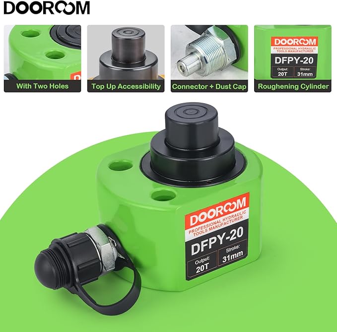 20T 1.2"/30mm Stroke Portable Hydraulic Cylinder Portable Low Profile Jack Sets Multi-Acting Porta Power Ram Jack Kits Lifting Cylinder with CP-180 Hydraulic Hand Pump