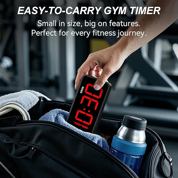 Portable Gym Timer Clock: Fitness Digital Clock with Strong Magnet - Remote Control for Fitness Enthusiasts - Powerful Battery for Home Gym Garage Boxing