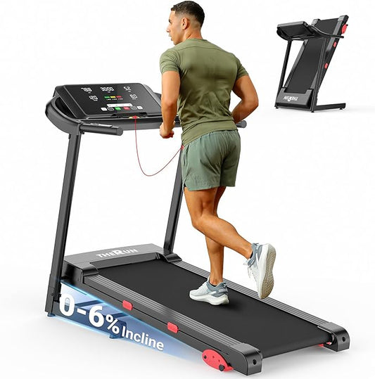 THERUN Home Treadmill with Incline Adjust, 3.0 HP Treadmill, Heart Rate Monitoring, Wider Running Belt